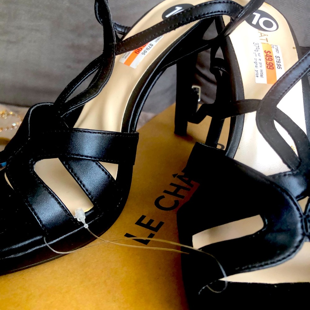 Black sandals with heels confortable size 10 new with tag